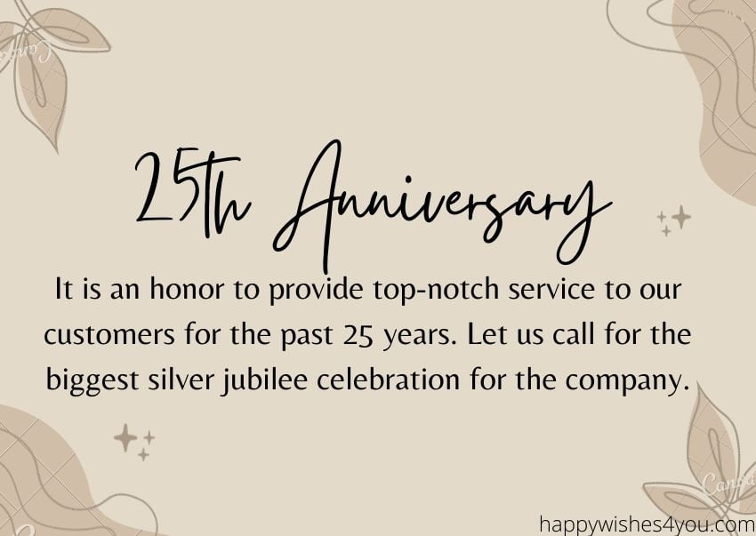 25th Anniversary Silver Jubilee Wishes